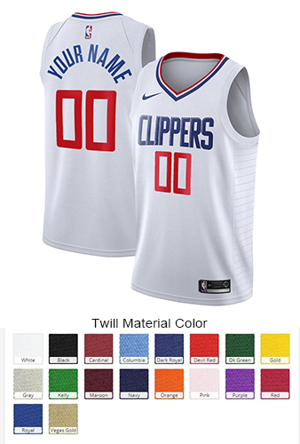 Los Angeles Clippers Custom Letter and Number Kits for Association Jersey Material Twill